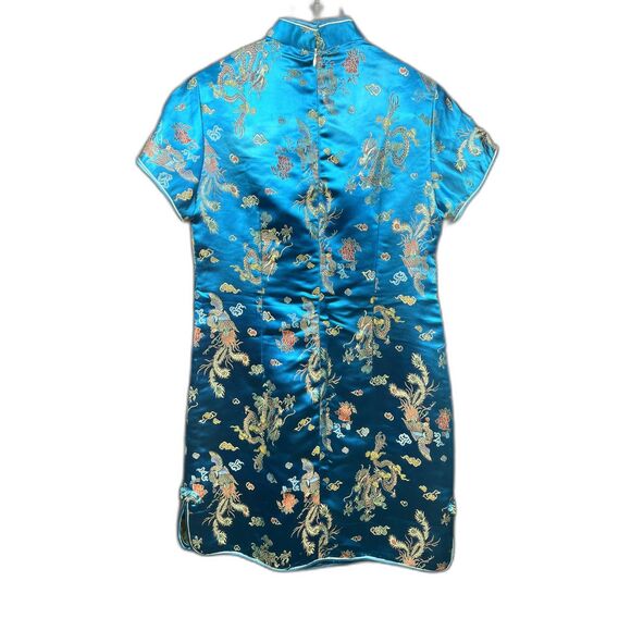 Retro Chinese Style Dragon Phoenix Satin Cheongsam Traditional Dress :Pre-owned - Picture 2 of 8